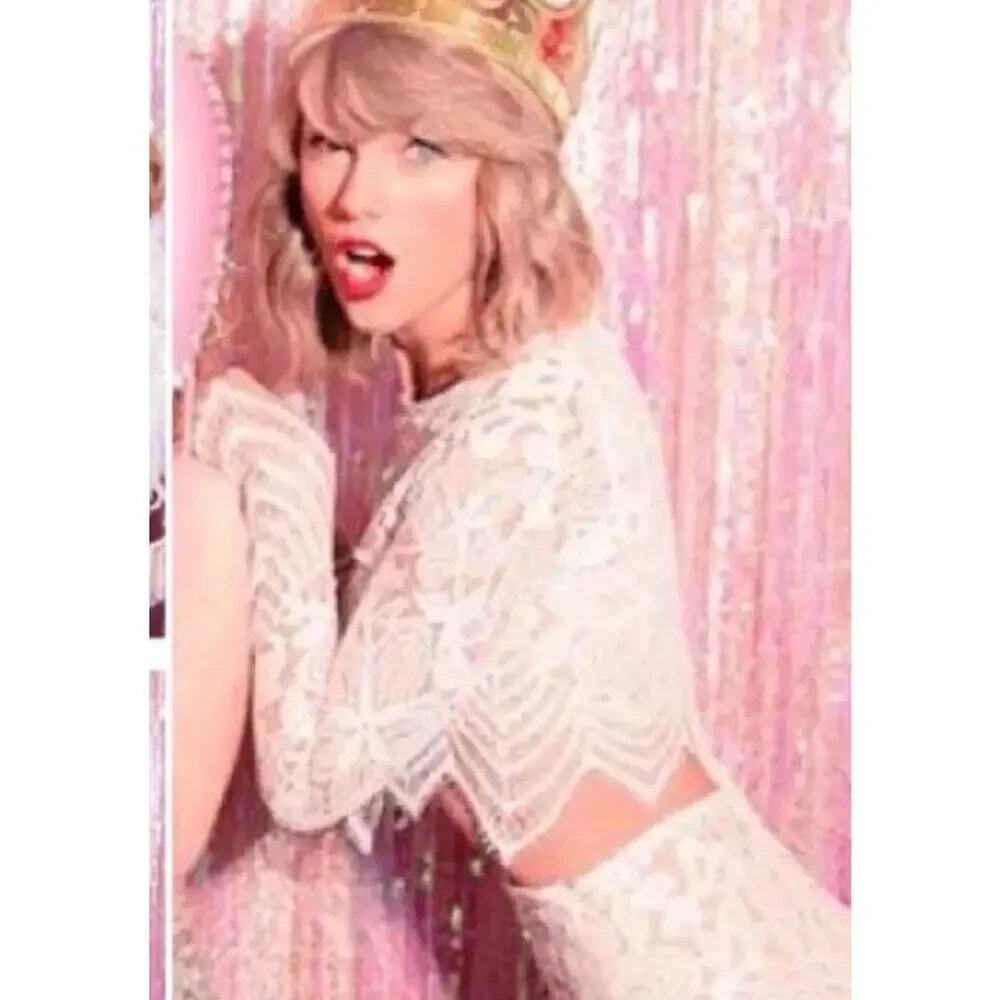 XS For Love & Lemons guava Lace Crop Top White Lace scalloped Taylor Swift